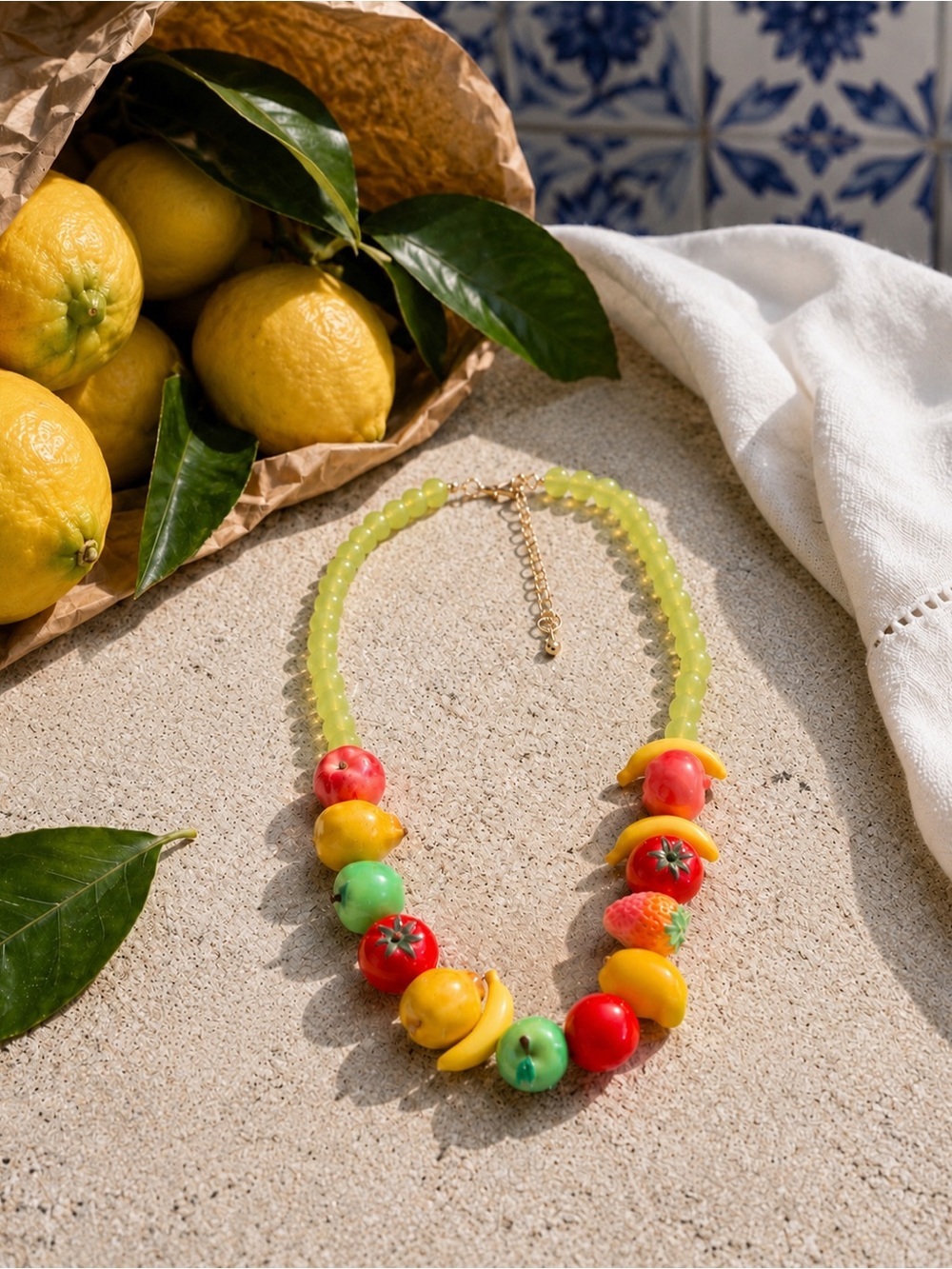 Dopamine Fruit Necklace Zara Strawberry Tomato Boho Statement Lucite